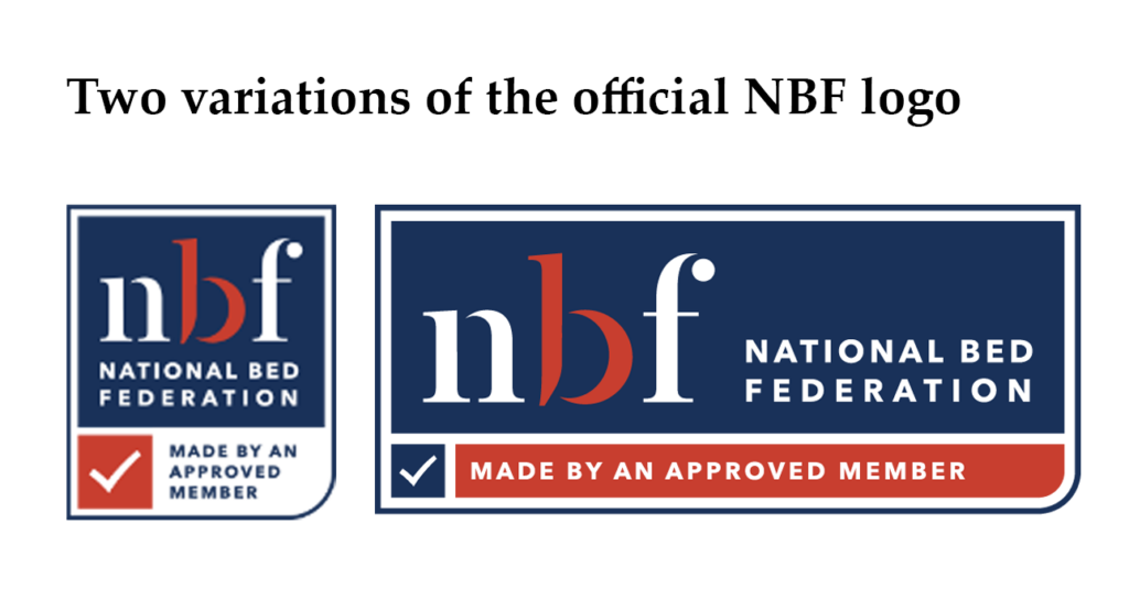 A graphic showing the two variants of the NBF logo that prove a product's validity